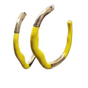 Urban Outfitter Ashley Enamel Dipped Yellow GoldTone Wavy 1.5" Hoop Earrings